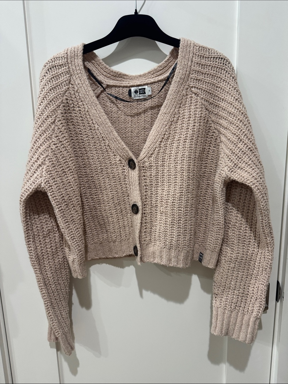 Salty Crew Cozy Button-Front Cropped Women's Sweater Cardigan - Cream